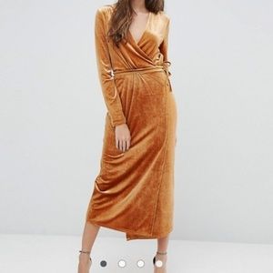 ASOS Vila Wrap Front Velvet Maxi Dress
